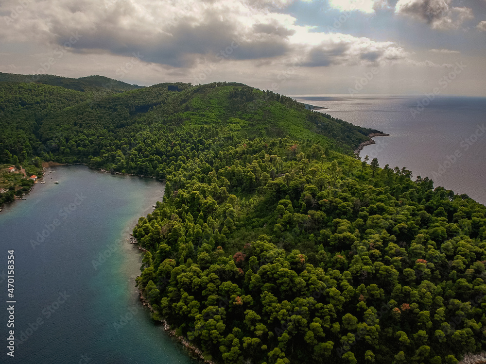 Amazing scenery over Skopelos island Greece in Autumn. Skopelos is the largest island of Sporades, Greece