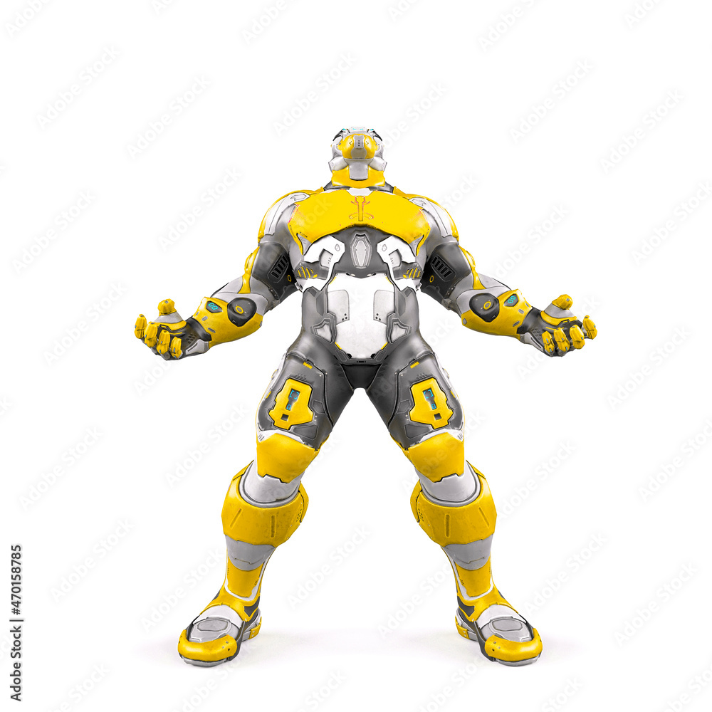 future soldier is looking up on white background future soldier is looking up on white background