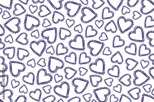 Doodle hearts in seamless pattern for Valentine's day background