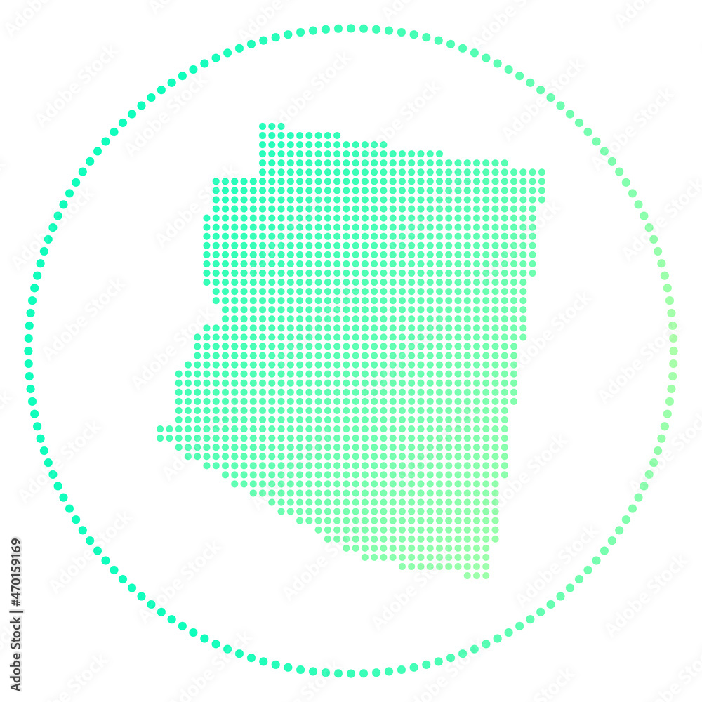 Arizona digital badge. Dotted style map of Arizona in circle. Tech icon of the us state with gradiented dots. Authentic vector illustration.