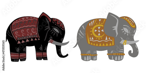 indian elephant decorative character vector flat cartoon isolated illustration