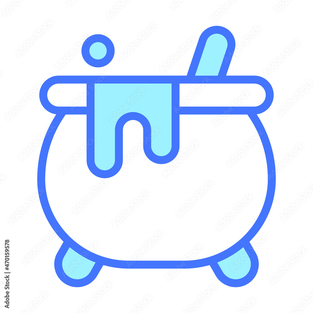 witch pot vector blue outline icon. witch pot vector blue outline icon.