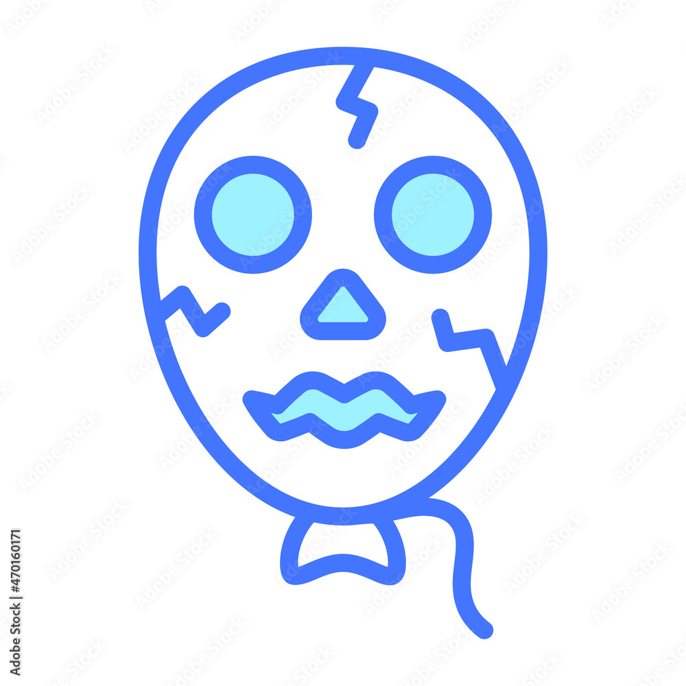 horror balloon vector blue outline icon.