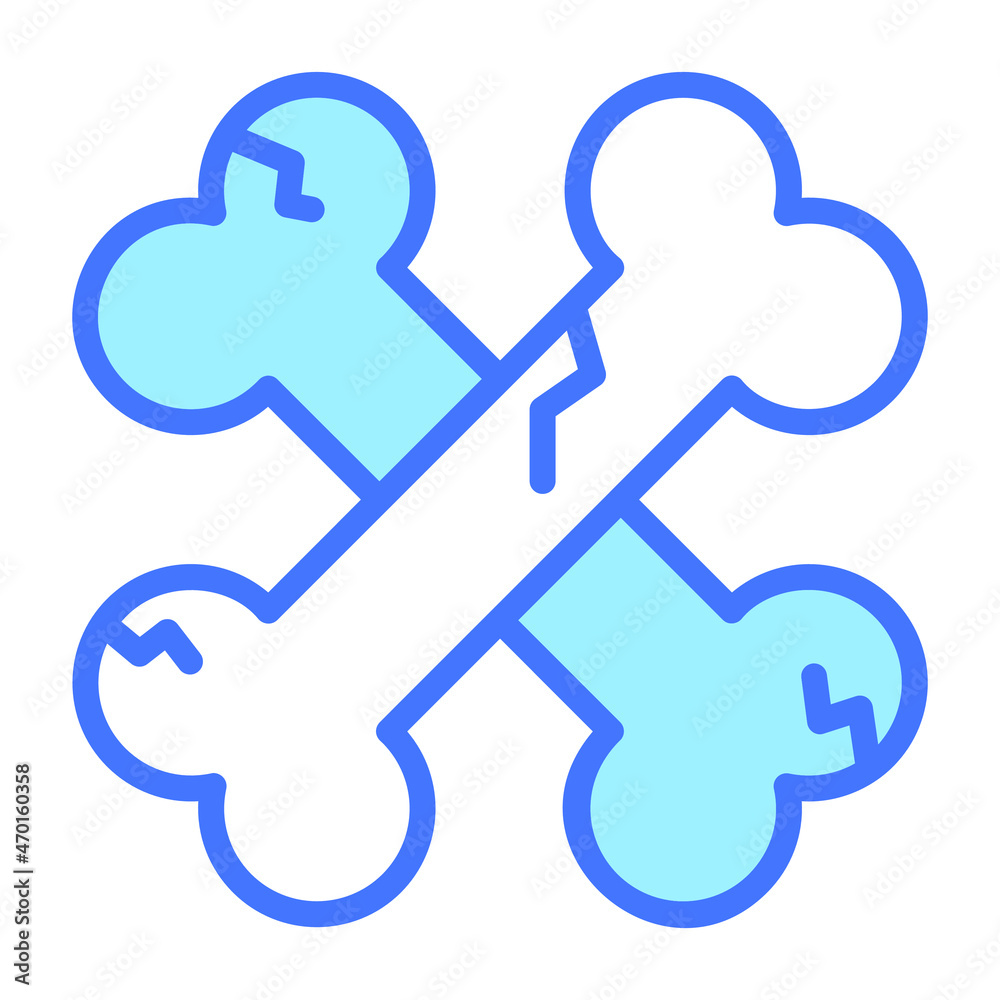 Halloween, bones vector blue outline icon. Halloween, bones vector blue outline icon.