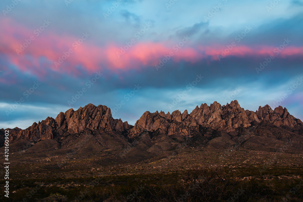 Organ Mountains in Las Cruces New Mexico at sunset