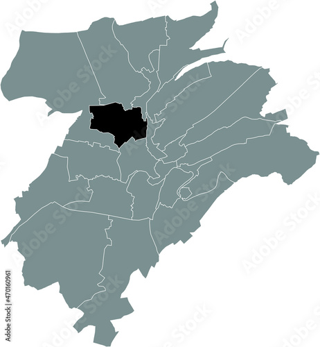 Black location map of the Limpertsberg Quarter inside gray urban districts map of the Luxembourgish capital city of Luxembourg City  Luxembourg
