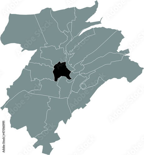 Black location map of the Ville-Haute Quarter inside gray urban districts map of the Luxembourgish capital city of Luxembourg City  Luxembourg