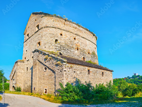 The medieval stone  Stephen Bathory Tower, Kamianets-Podilskyi, Ukraine photo