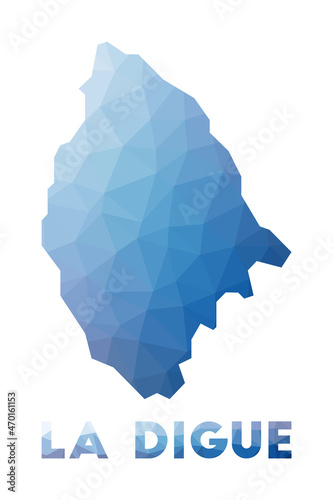 Low poly map of La Digue. Geometric illustration of the island. La Digue polygonal map. Technology, internet, network concept. Vector illustration.