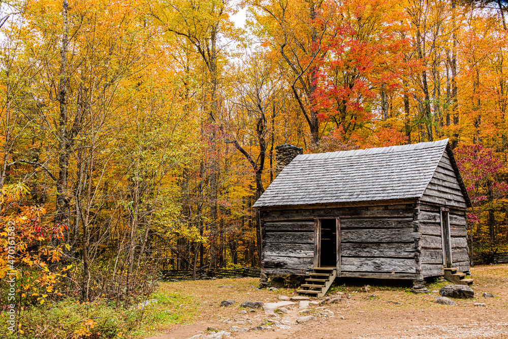 old cabin in autumn old cabin in autumn