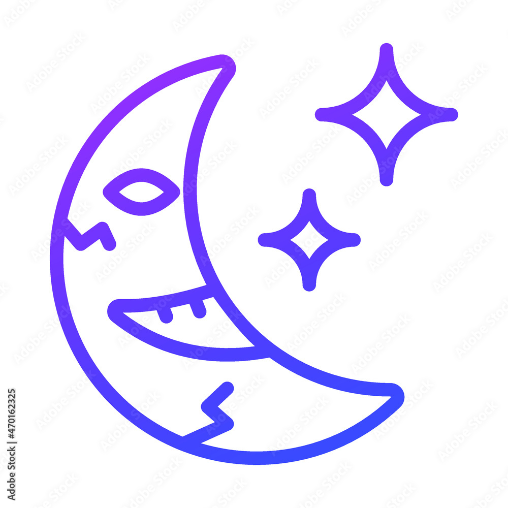 scary moon vector outline icon. scary moon vector outline icon.