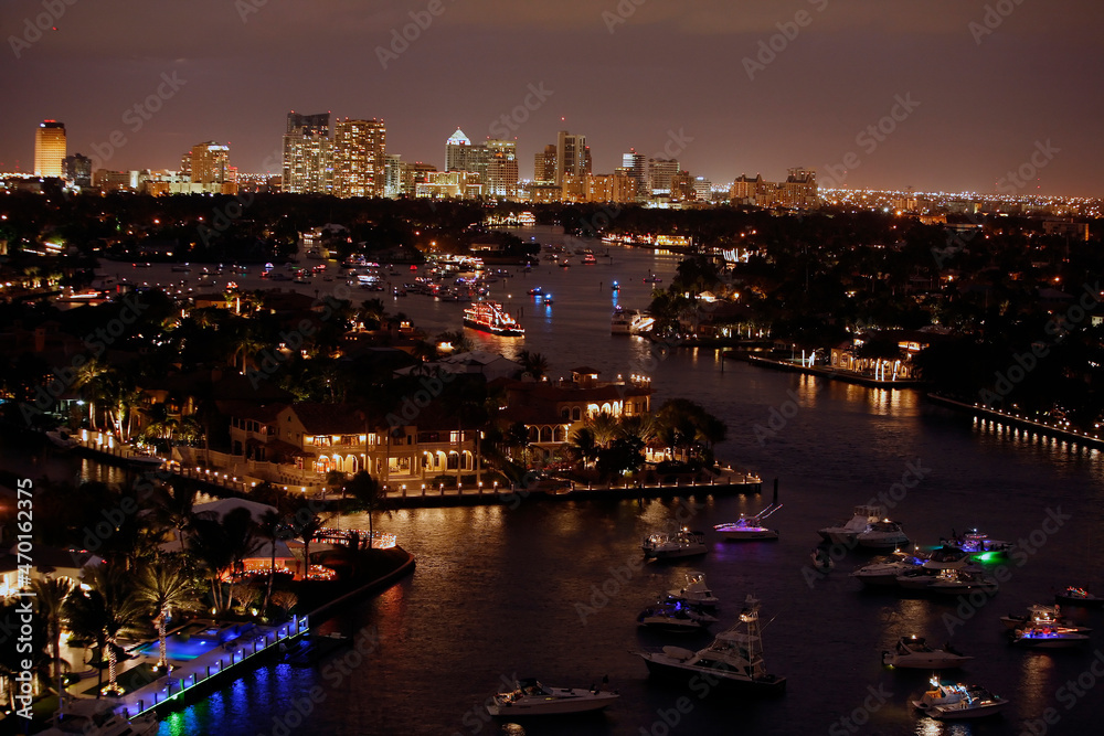 Fort Lauderdale Florida night panorama