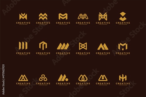 Set bundle letter m logo design Premium Vector photo
