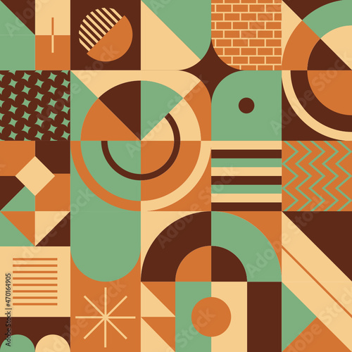 Motif géométrique et vintage aux couleurs chaudes