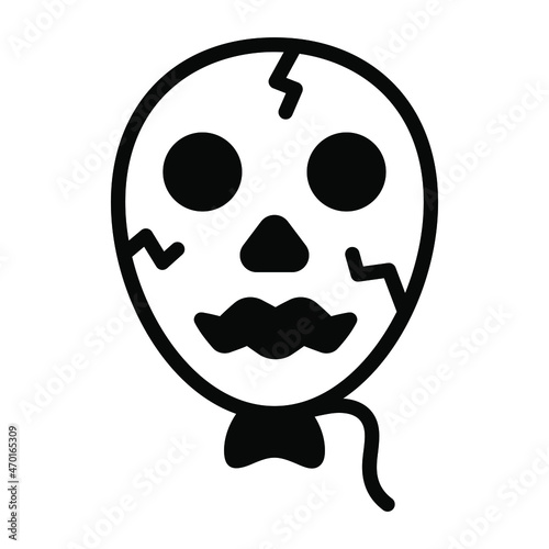 horror balloon vector black filled outline icon.