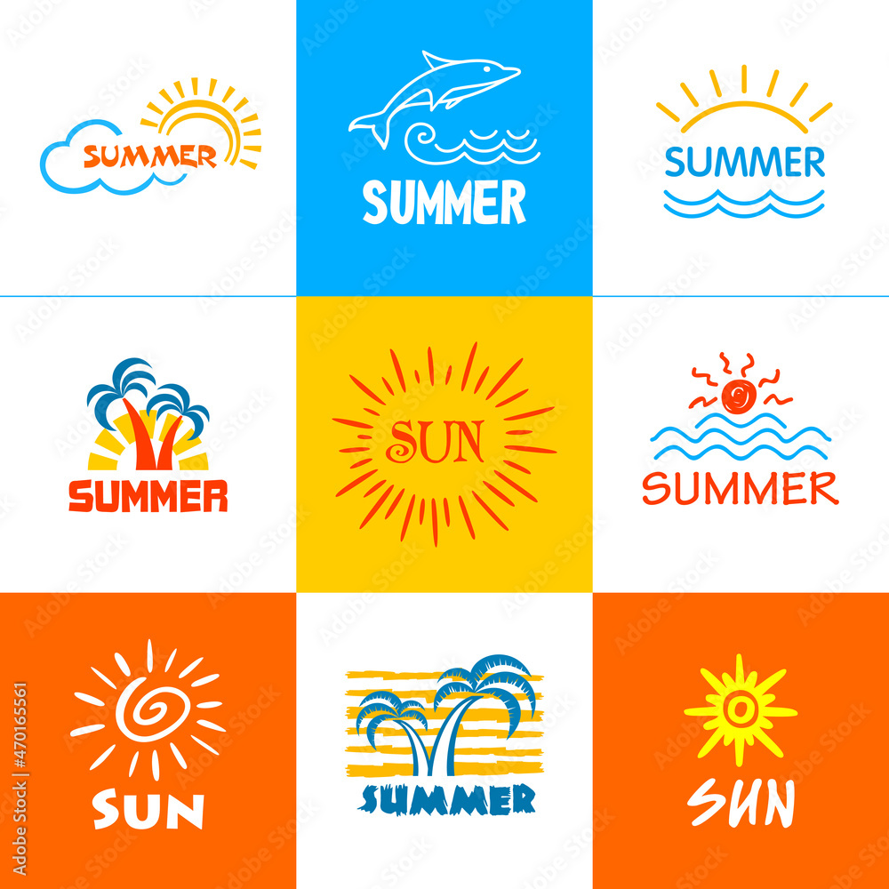 Vector logos. Sun, summer. Vector logos. Sun, summer.