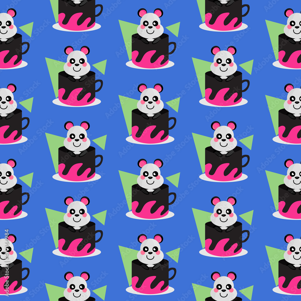 Seamless pattern inside cup animal panda design Seamless pattern inside cup animal panda design