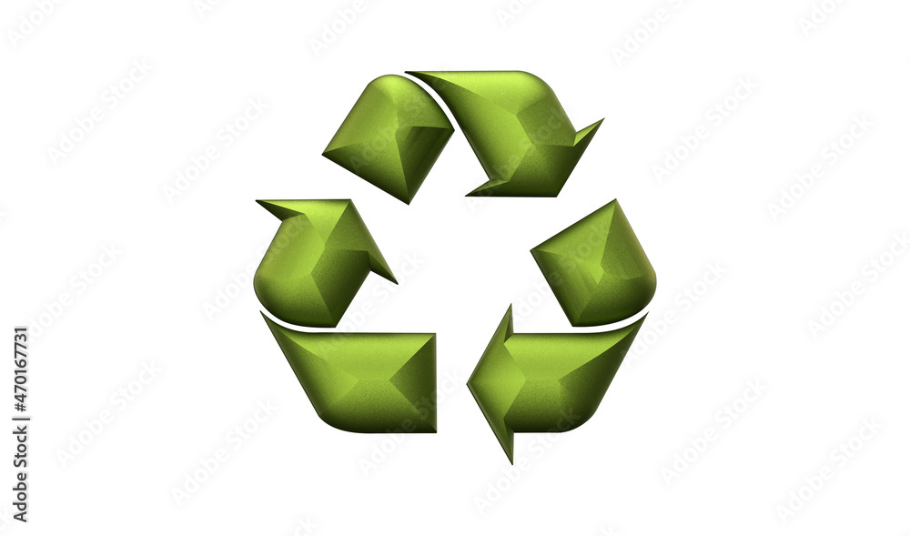 Obraz premium volumetric green recycling sign 3d