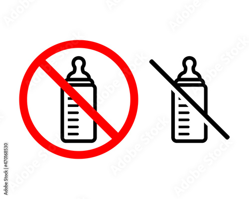 Feeding bottle forbidden. Baby milk bottle prohibited. Illustration vector