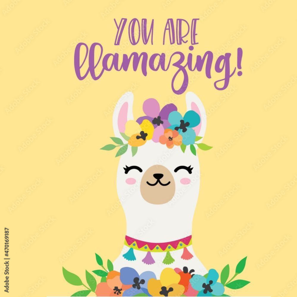 Lama with flowers, greeting card, vector illustration.Cute llamas, alpacas illustrations for nursery design, poster, greeting, birthday card, baby shower design and party decor Lama with flowers, greeting card, vector illustration.Cute llamas, alpacas illustrations for nursery design, poster, greeting, birthday card, baby shower design and party decor