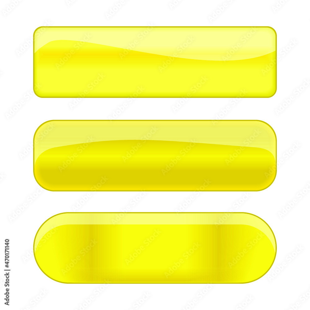 Yellow glass buttons isolated on a white background Yellow glass buttons isolated on a white background