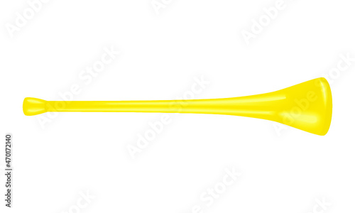 Yellow vuvuzela horn isolated on a white background