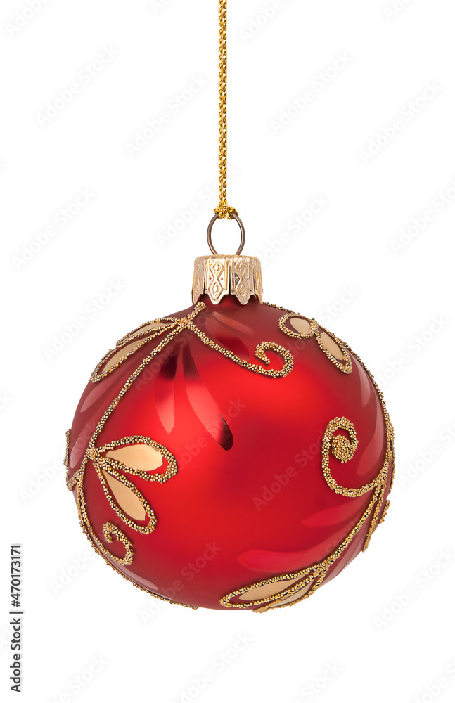 Red Christmas ball isolated on white background Red Christmas ball isolated on white background