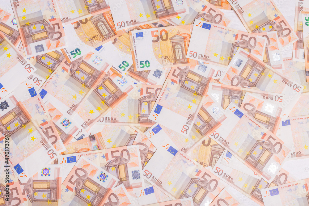 Background of 50 fifty euro banknotes