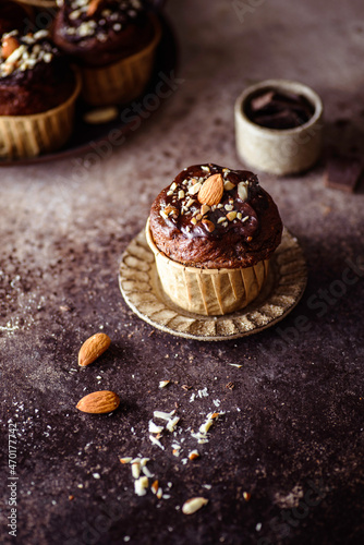 cupcake with chocolate and nuts