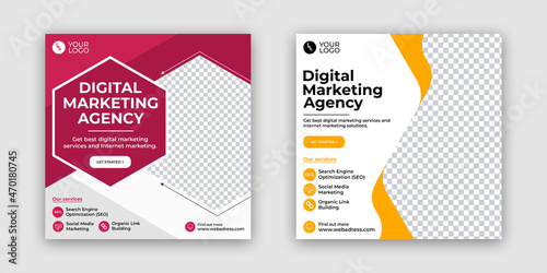 Digital marketing business webinar conference banner, corporate social media post, social media banner template