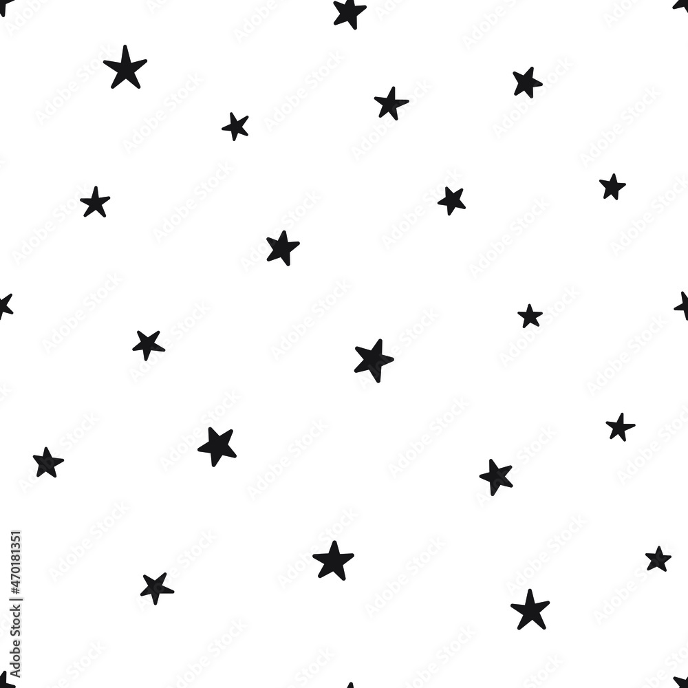 Naklejka premium Hand drawn vector seamless star pattern, star quote, saying, retro, wedding, vintage, greeting card, web template.