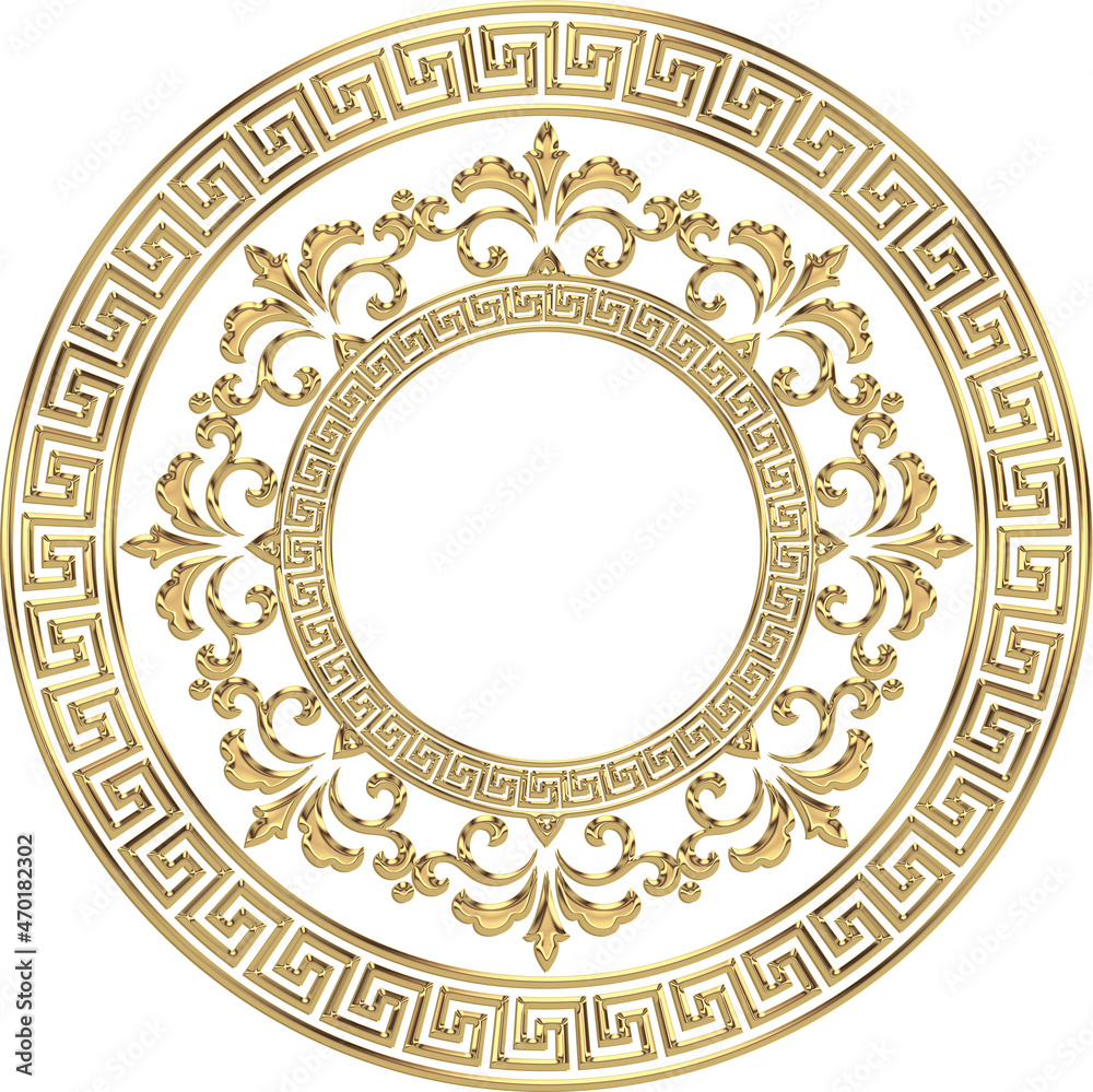 3D-image golden chrome antique central ornament for ceiling decoration 3D-image golden chrome antique central ornament for ceiling decoration