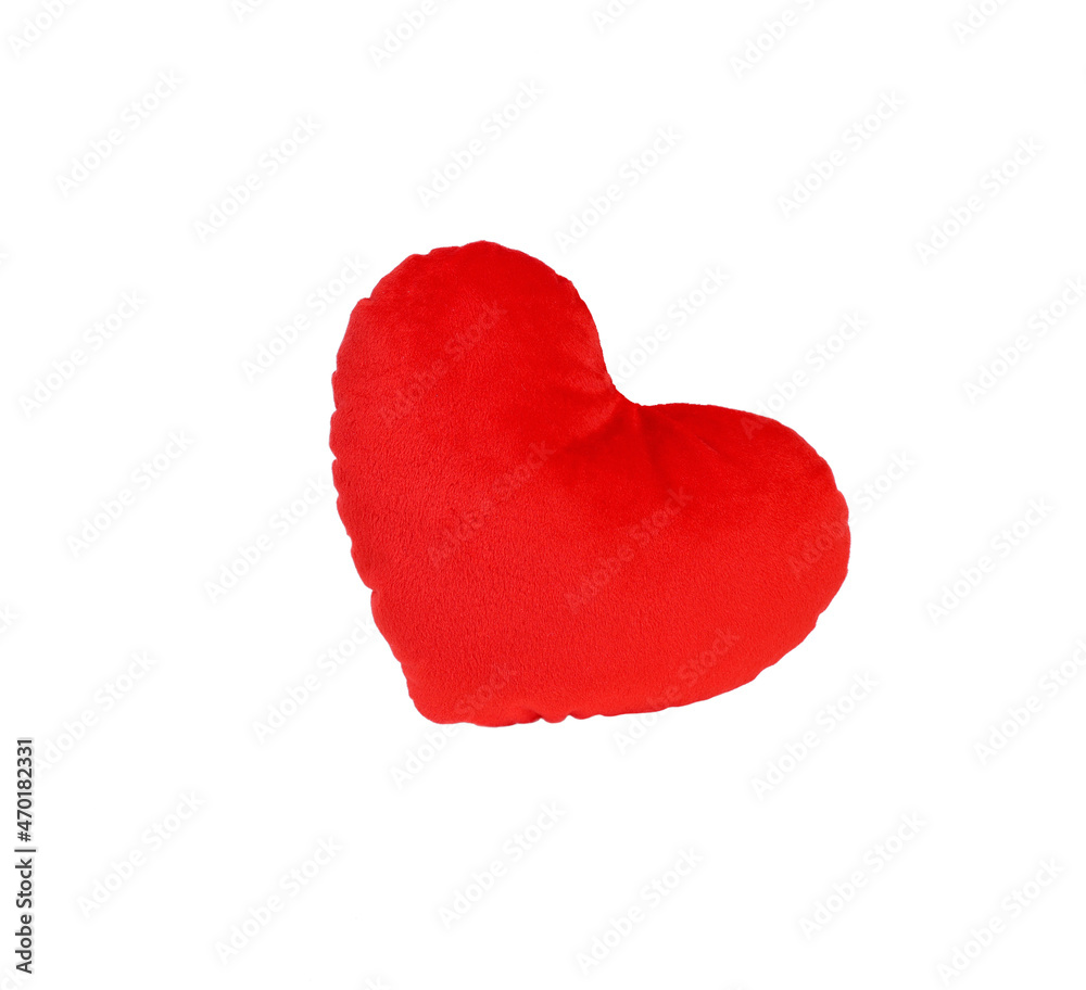 Red, soft heart made of soft fabric isolated on a white background Red, soft heart made of soft fabric isolated on a white background