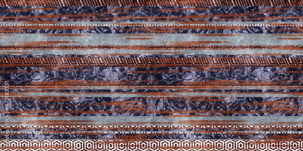 Seamless tribal ethnic stripe grungy border surface pattern design for print. High quality illustration. Faded rug or carpet like cover graphic tile. Thick lines filled with interesting geo textures. Seamless tribal ethnic stripe grungy border surface pattern design for print. High quality illustration. Faded rug or carpet like cover graphic tile. Thick lines filled with interesting geo textures.