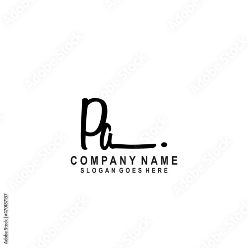 Initial letter PA Signature handwriting Logo Vector