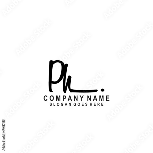 Initial letter PH Signature handwriting Logo Vector