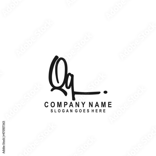 Initial letter QQ Signature handwriting Logo Vector	
