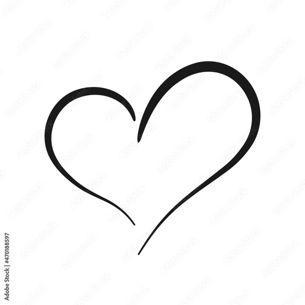 Heart line icon. Hand drawn simple vector. Isolated black element on white background. Best for seamless patterns, posters, cards, stickers and web design. Heart line icon. Hand drawn simple vector. Isolated black element on white background. Best for seamless patterns, posters, cards, stickers and web design.