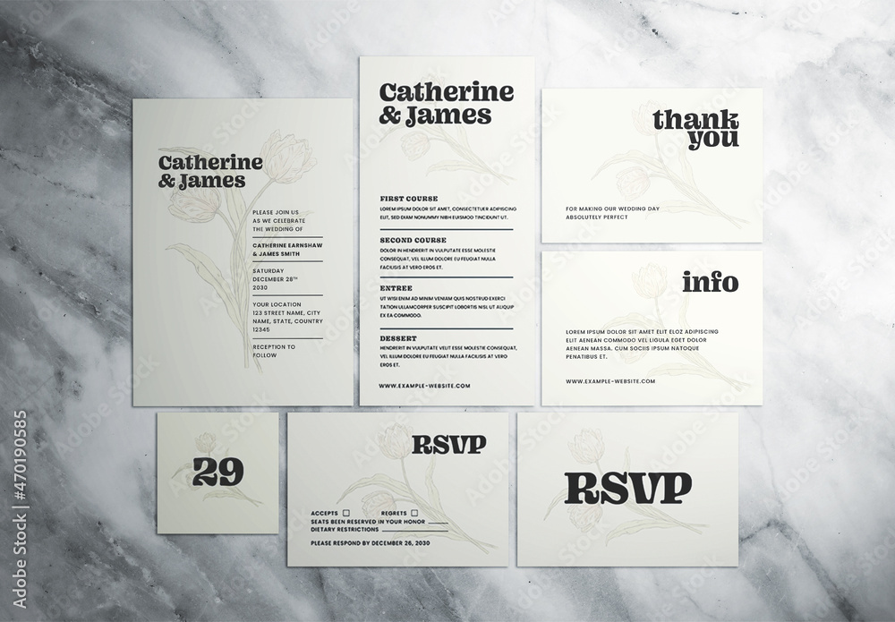 Floral Wedding Invitation Layout Stock Template Adobe Stock