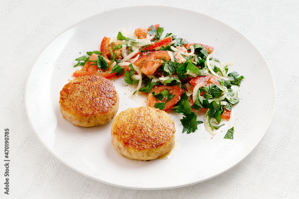 chicken rissoles with salad chicken rissoles with salad