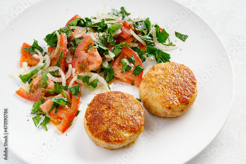 chicken rissoles with salad