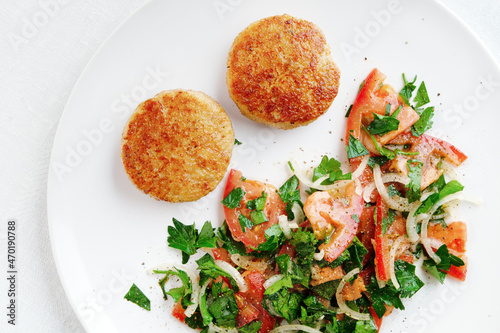 chicken rissoles with salad