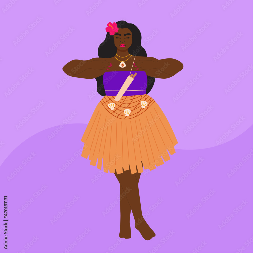 Fototapeta premium Illustration of CHamoru cultural dancer from Guamllustration of woman performing traditional CHamoru dance