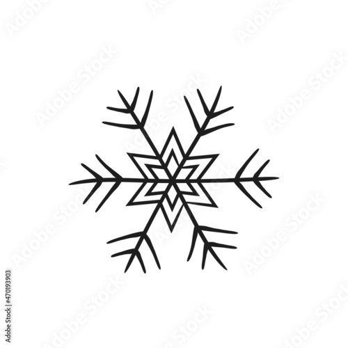 sketchy snowflake. hand drawn element for Christmas and New Year invitation design