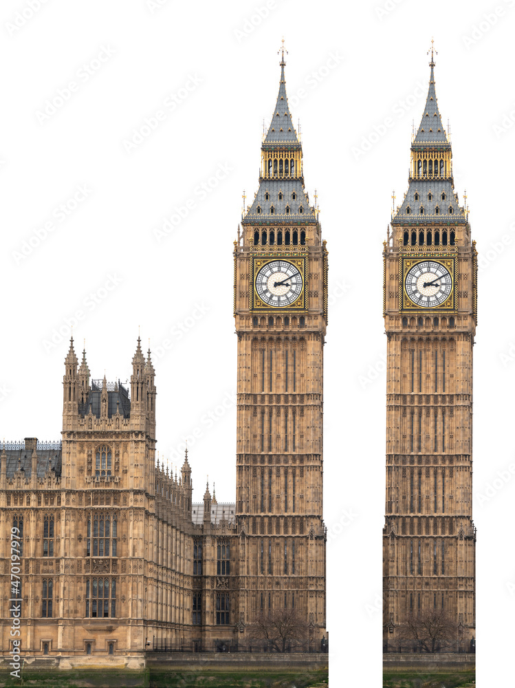 Big Ben Clock Tower isolated on white background With clipping path. Big Ben Clock Tower isolated on white background With clipping path.