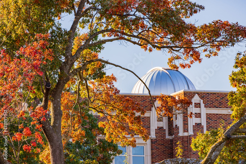 Beautiful fall color view of the campus of Univeristy of Oklahoma