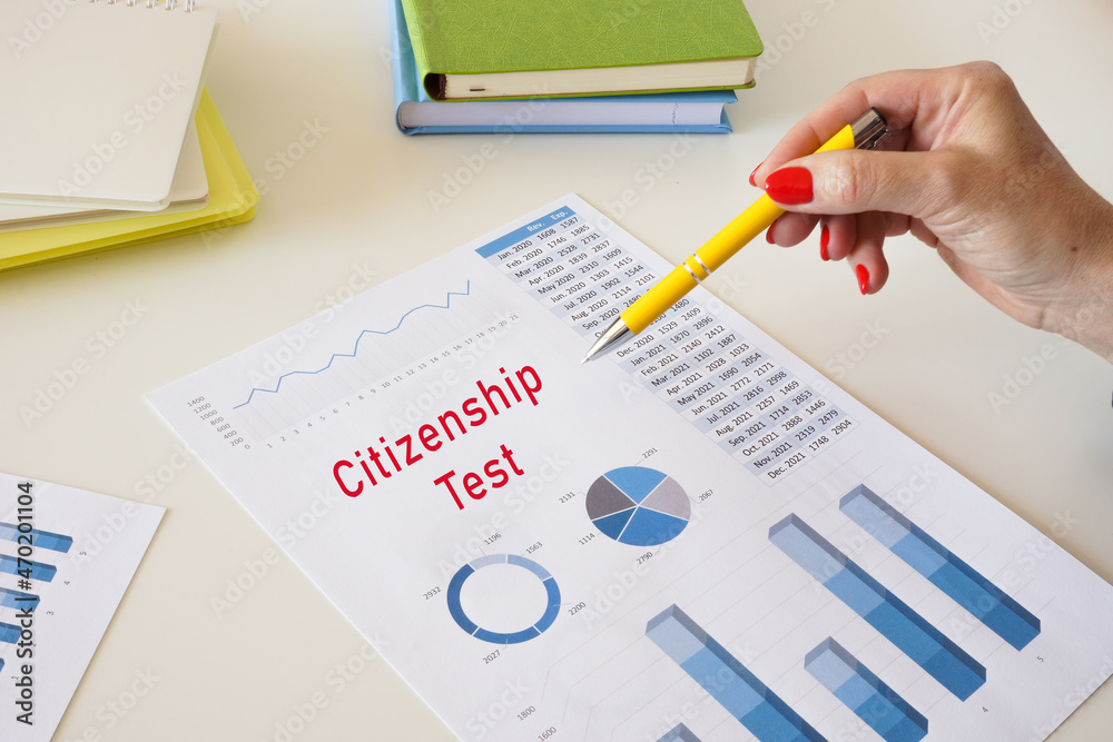 Business concept meaning Citizenship Test with inscription on the page. Business concept meaning Citizenship Test with inscription on the page.