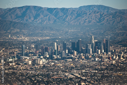 Downtown LA from airplane