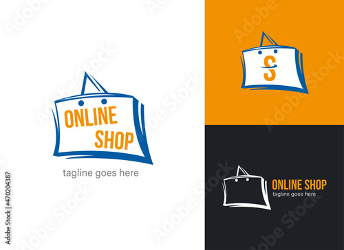 Logo online shop. Shop Logo Template Design.