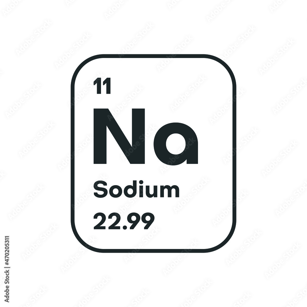 Sodium periodic table element icon on white background. Vector illustration Sodium periodic table element icon on white background. Vector illustration